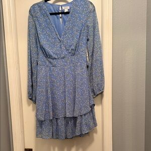a new day Blue Floral Long Sleeve Dress